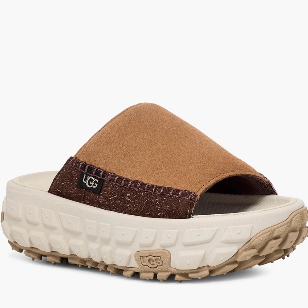 UGG Tan and Brown Slide Sandals